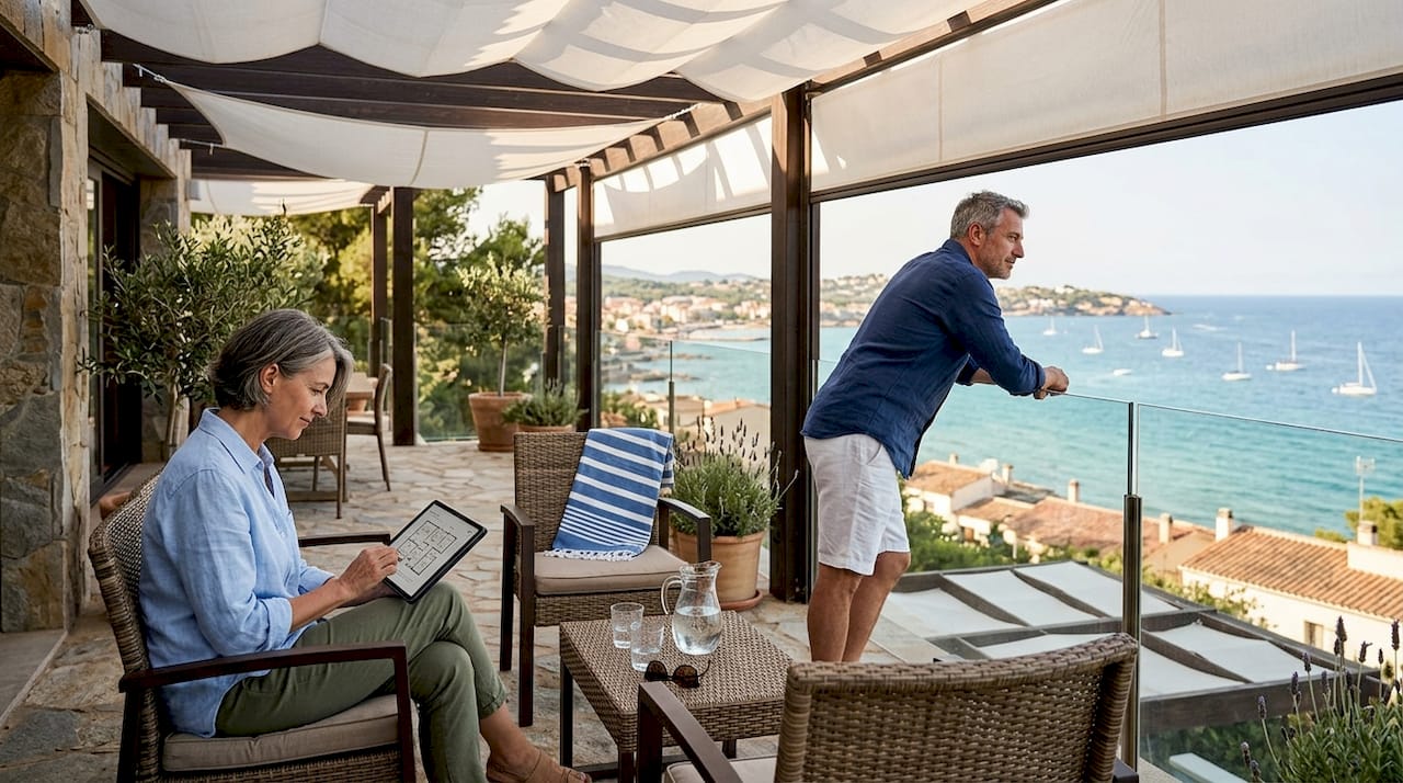 Couple viewing luxury villa Costa Dorada