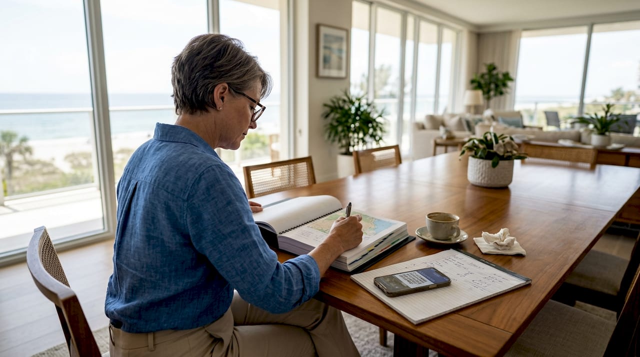 Investor reviewing Costa Dorada property documents