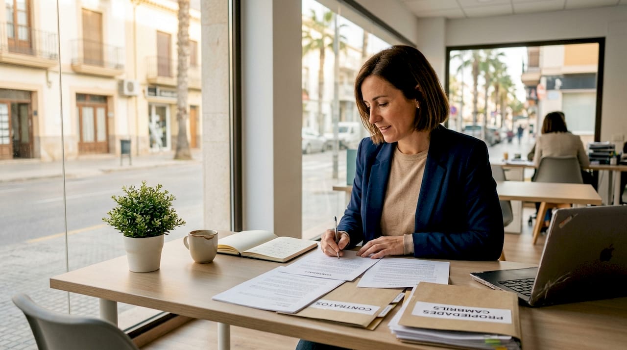 Profesional revisando papeles en una oficina exclusiva