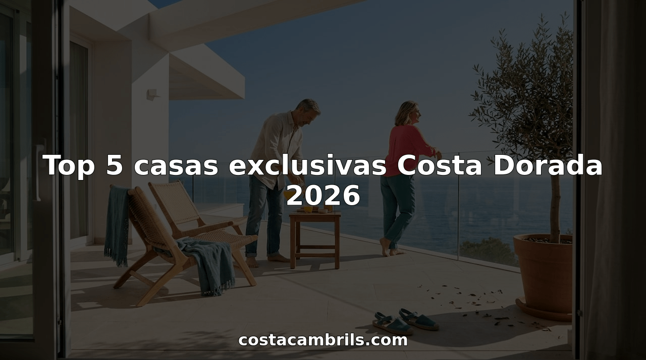 Una pareja disfruta de las vistas al mar desde la terraza de su villa en la Costa Dorada.