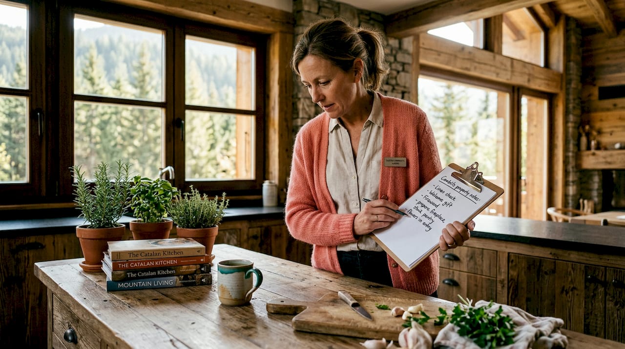 Concierge reviewing real estate prep notes