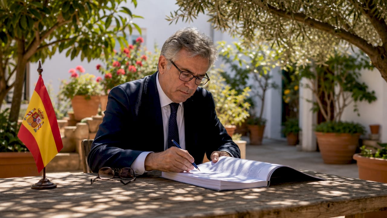 Lawyer reviewing Spanish property legal deed