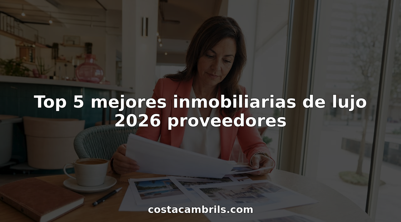 Agente inmobiliario revisando folletos de propiedades exclusivas
