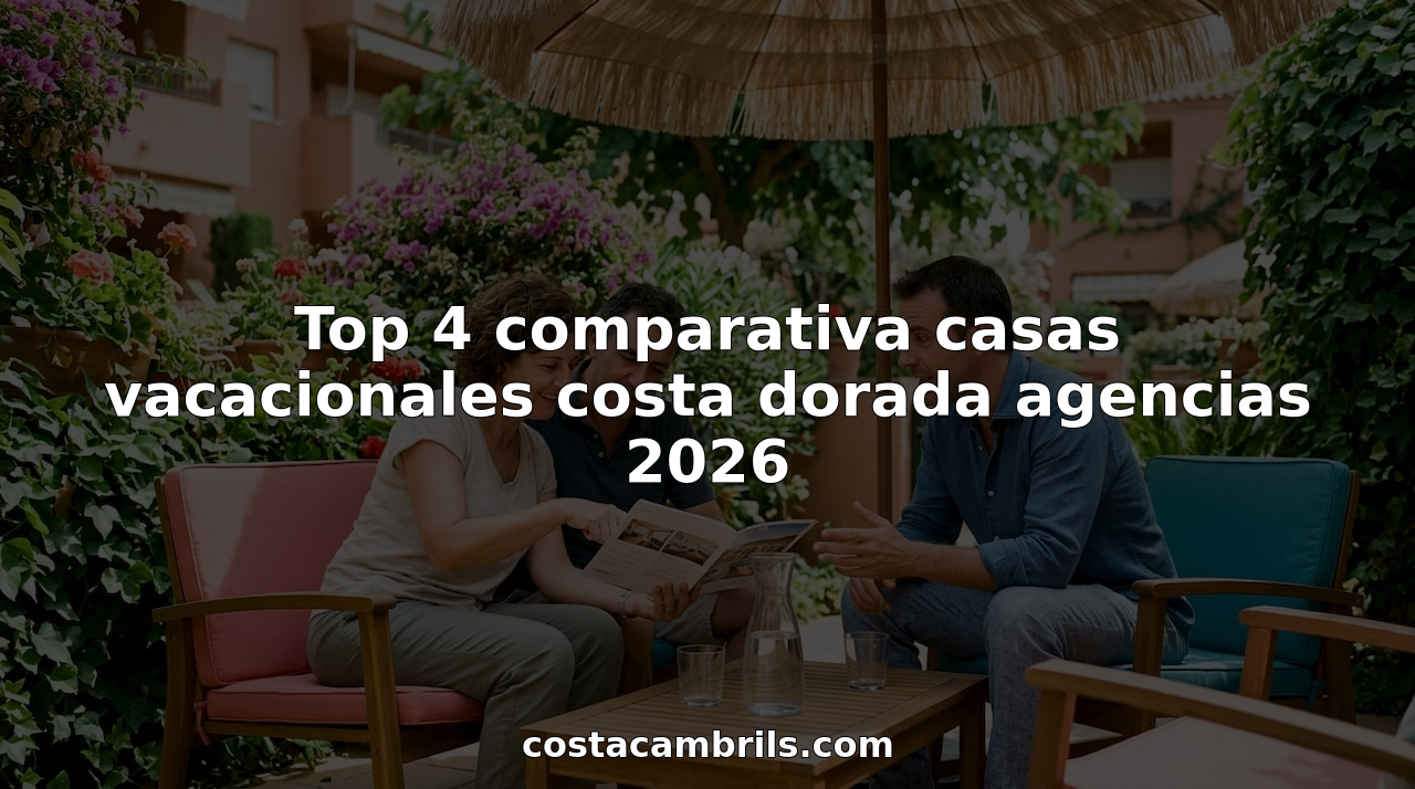Una pareja consulta con un agente inmobiliario sobre casas de vacaciones en una oficina de la Costa Dorada.