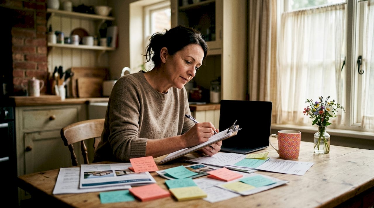 Expat reviewing property buying checklist documents