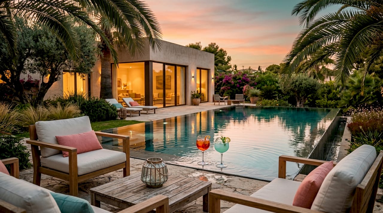 Exclusiva villa con piscina infinity y vistas espectaculares al atardecer