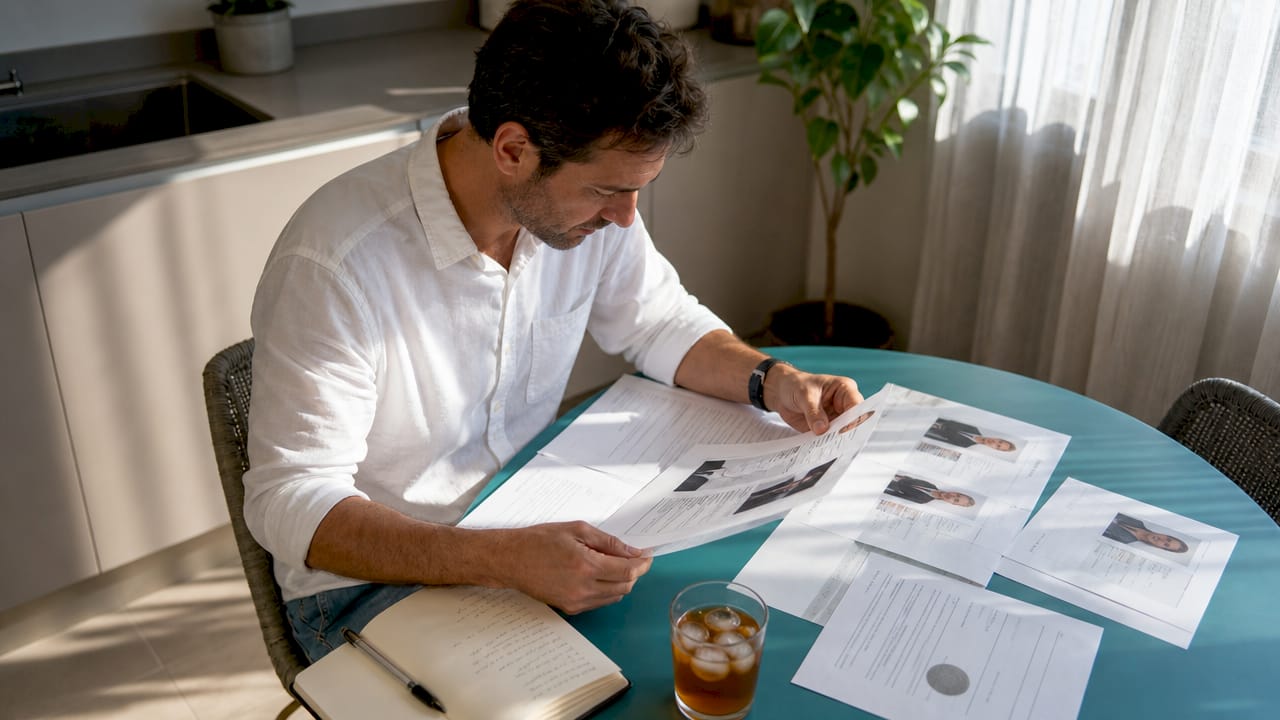Buyer reviewing property agent documents