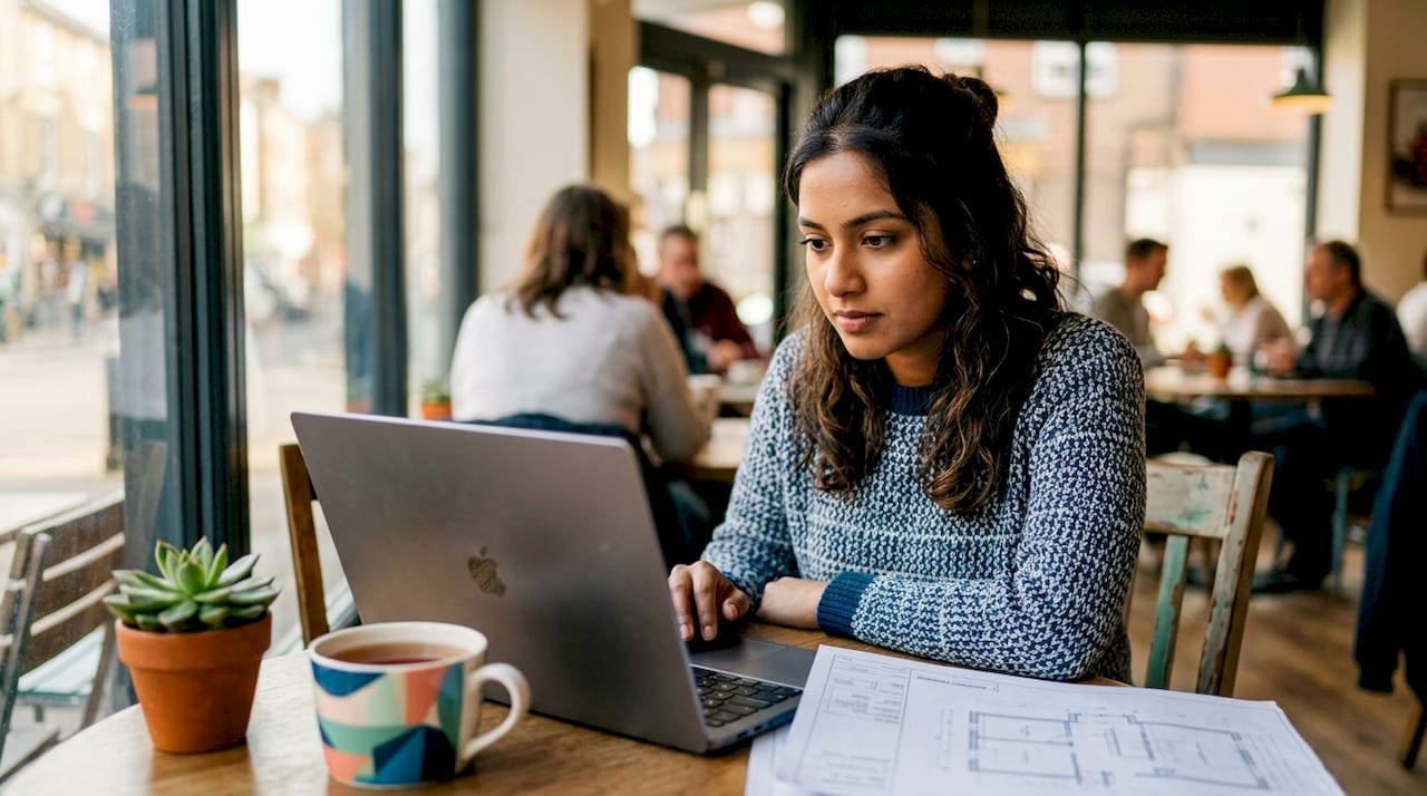 Buyer browsing filtered property listings on laptop