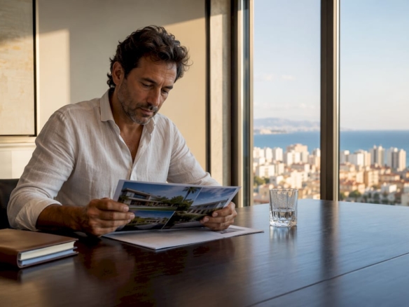 Property manager reviewing luxury real estate portfolio