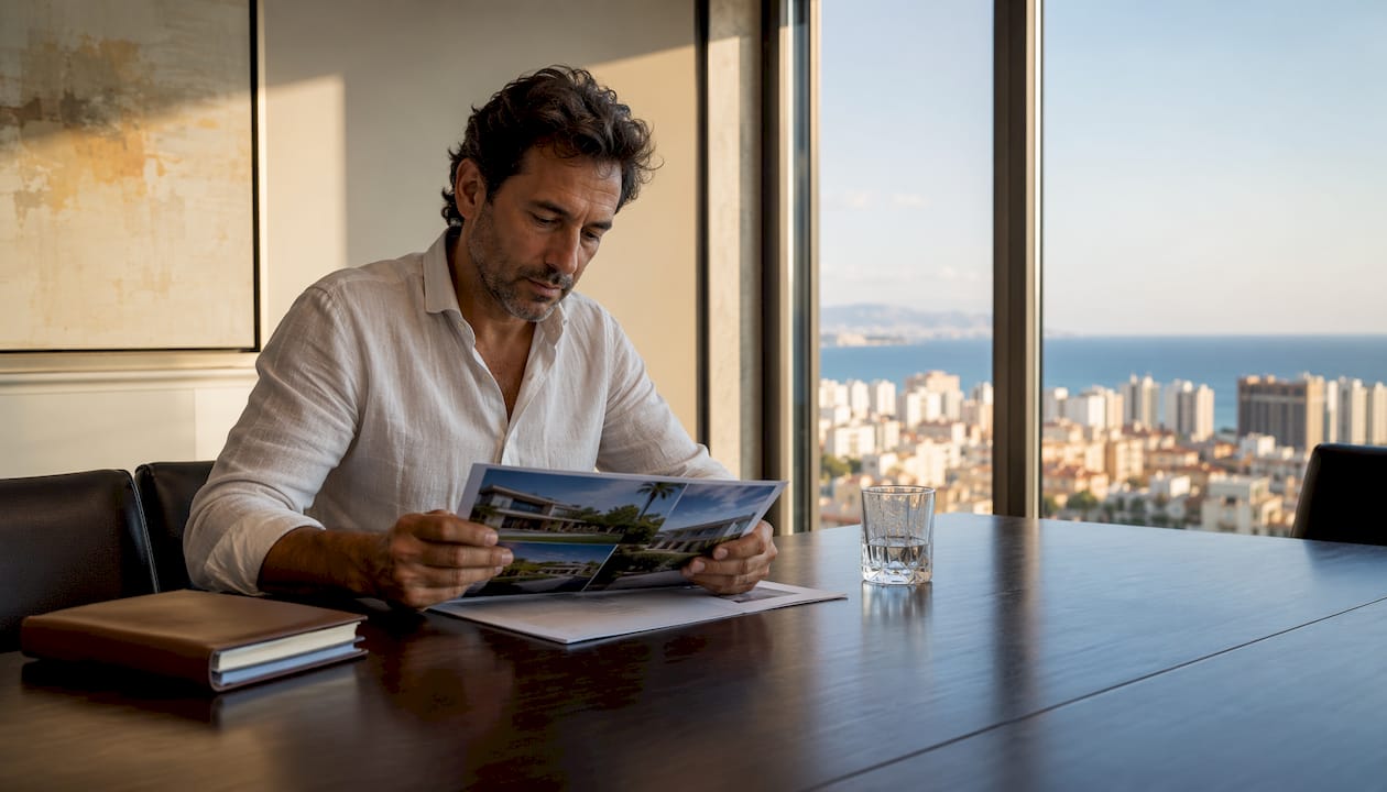 Property manager reviewing luxury real estate portfolio