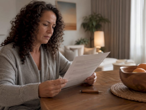 Woman reviewing lease in furnished luxury apartment