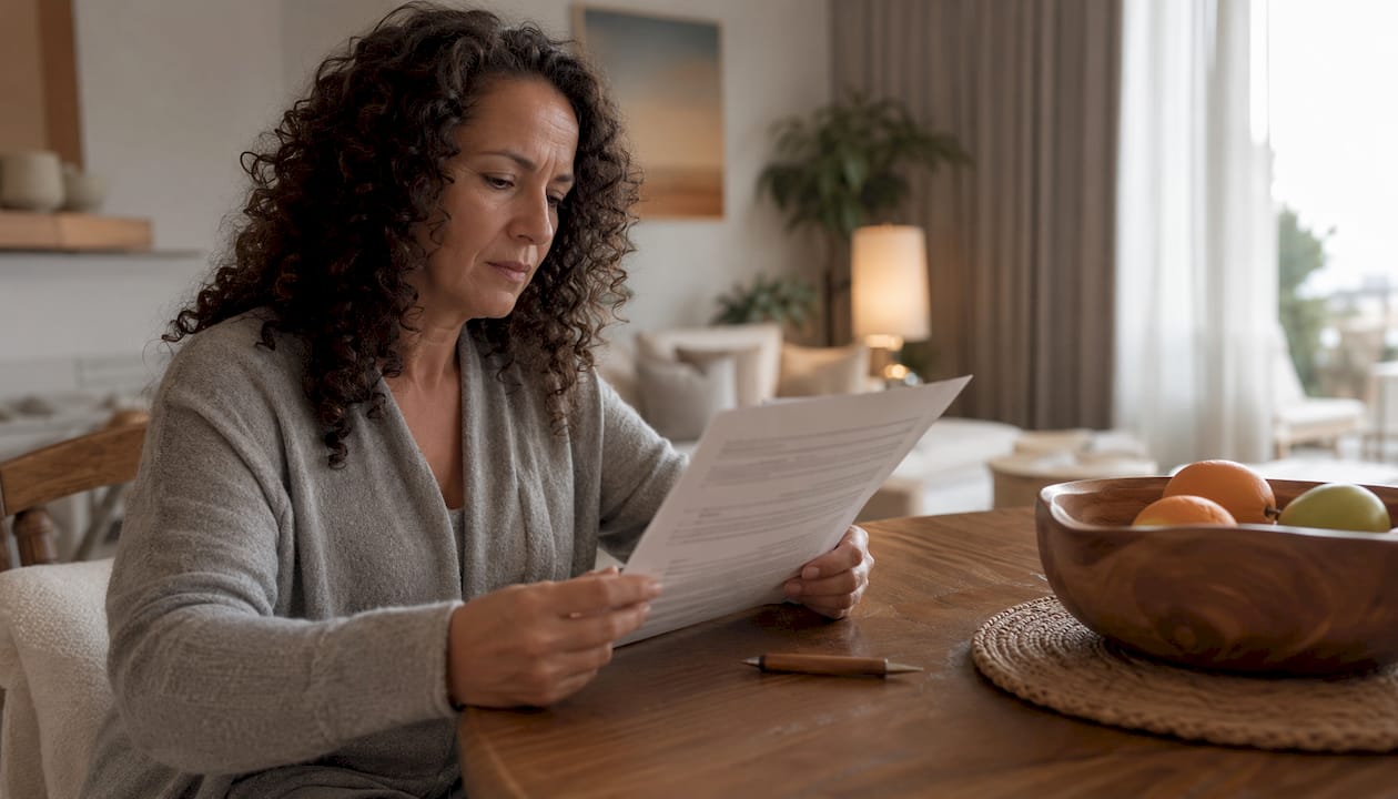 Woman reviewing lease in furnished luxury apartment