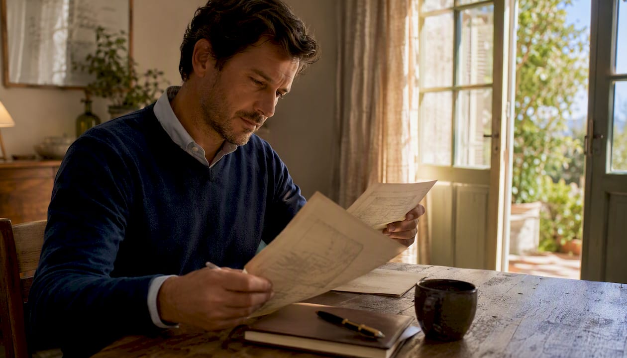 Person reviewing property transfer documents