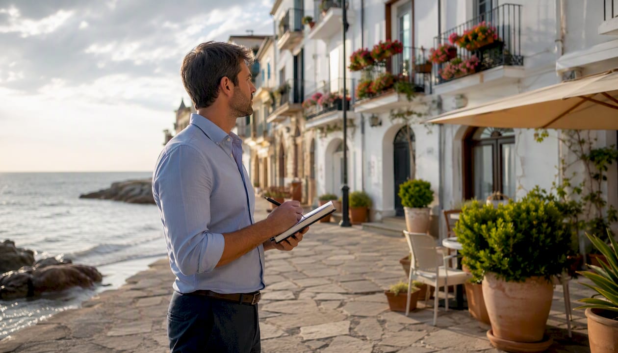 Investor assessing urban rental property locations