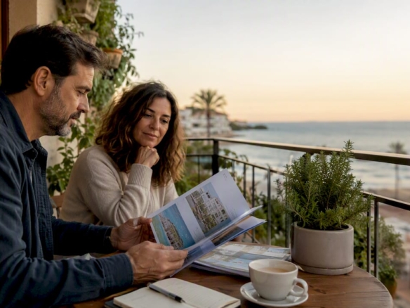 Inversor explorando oportunidades inmobiliarias en la Costa Dorada