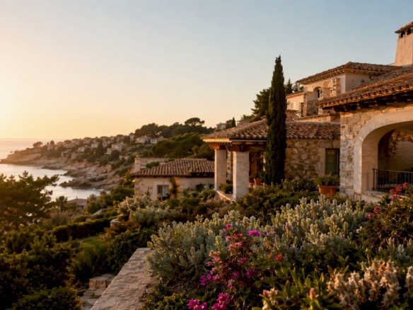 Fachada de una villa de lujo en la Costa Dorada