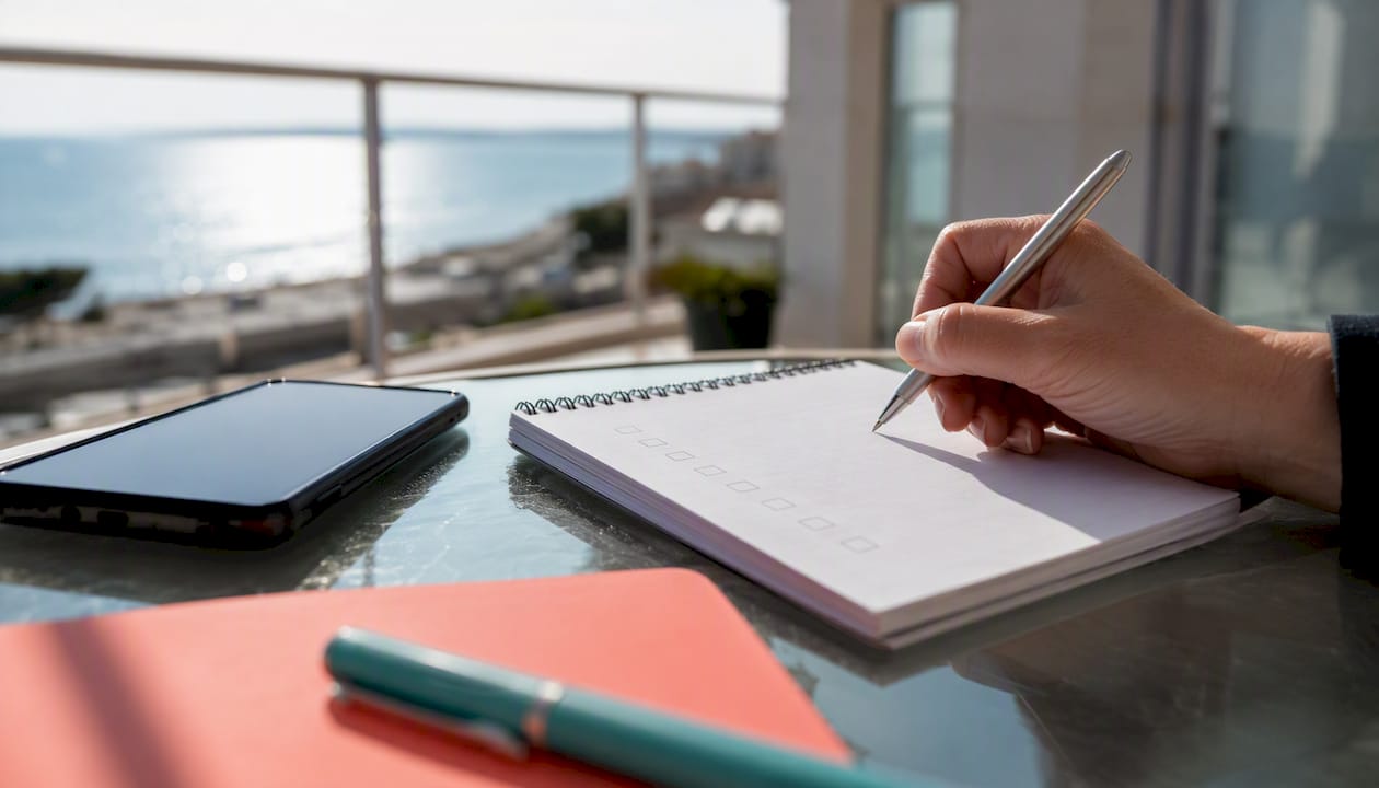 Hand checking lead qualification checklist at desk