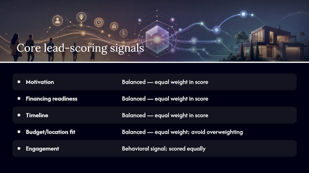 Scoring matrix of five lead qualification signals