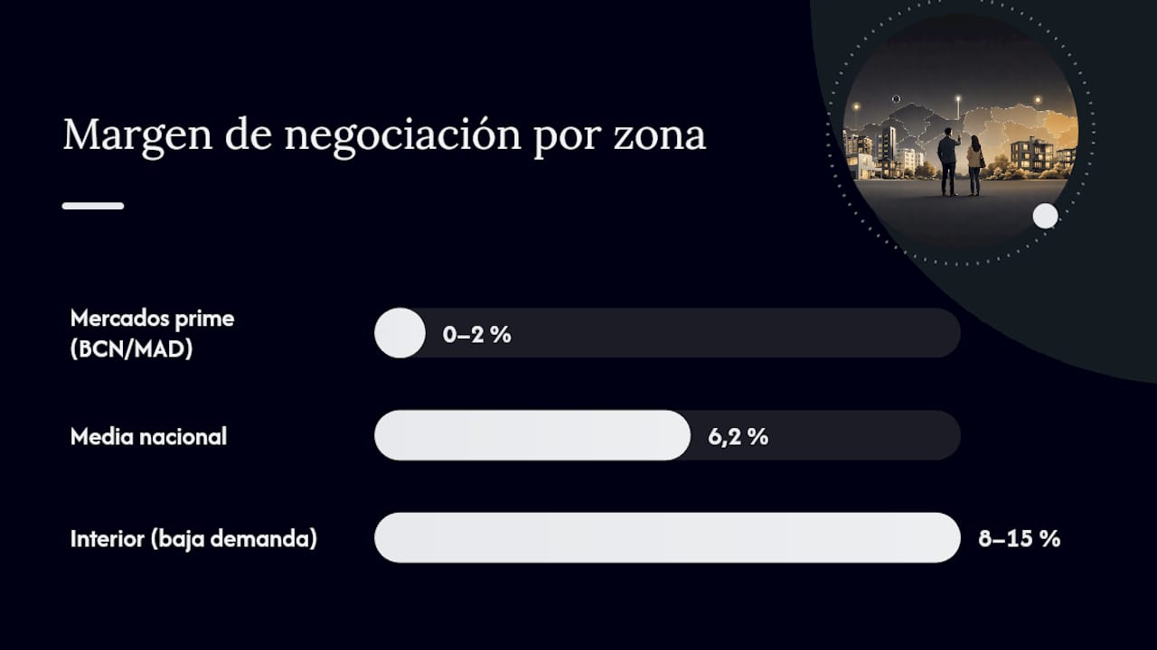 Mapa de descuentos por zonas en la negociación de viviendas
