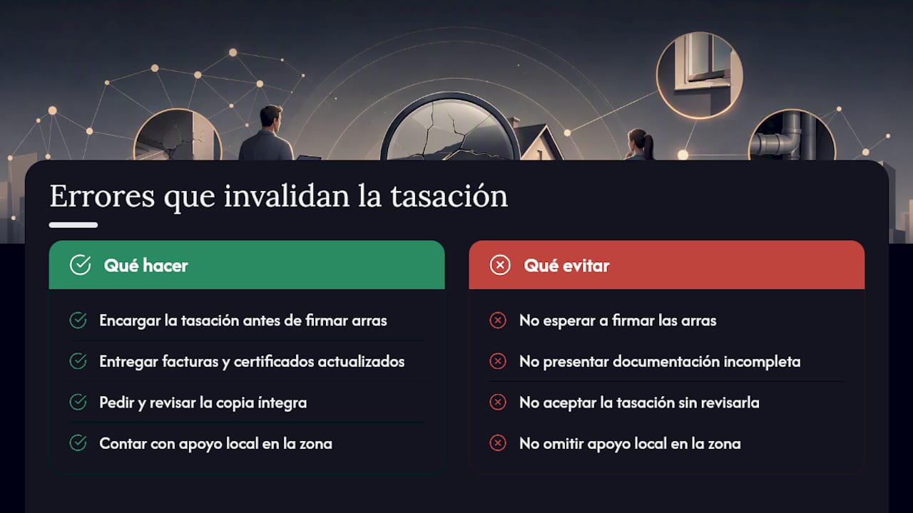 Los errores que más veces tiran abajo una tasación — overview diagram