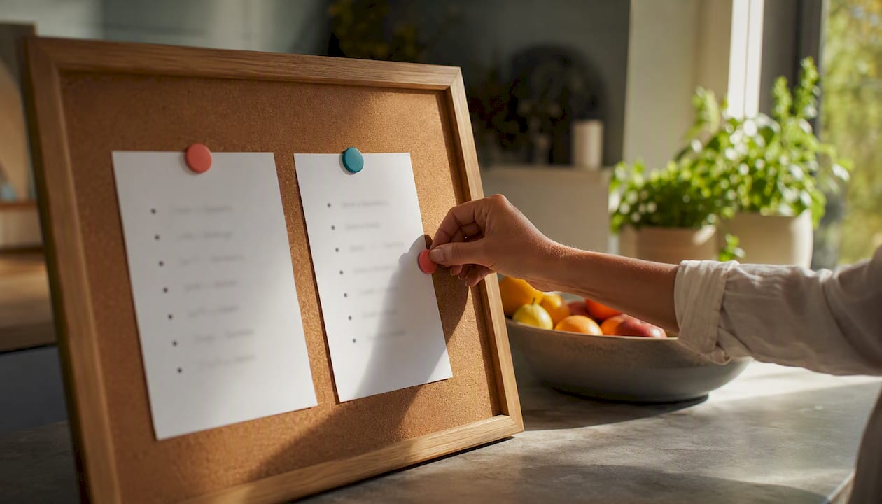 Whiteboard with must-have and nice-to-have lists