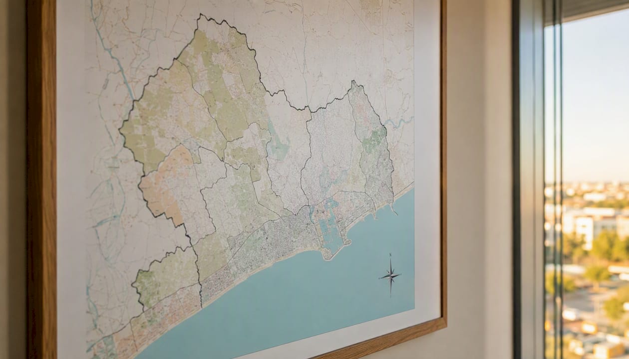 Mapa que muestra los límites del municipio de Cambrils