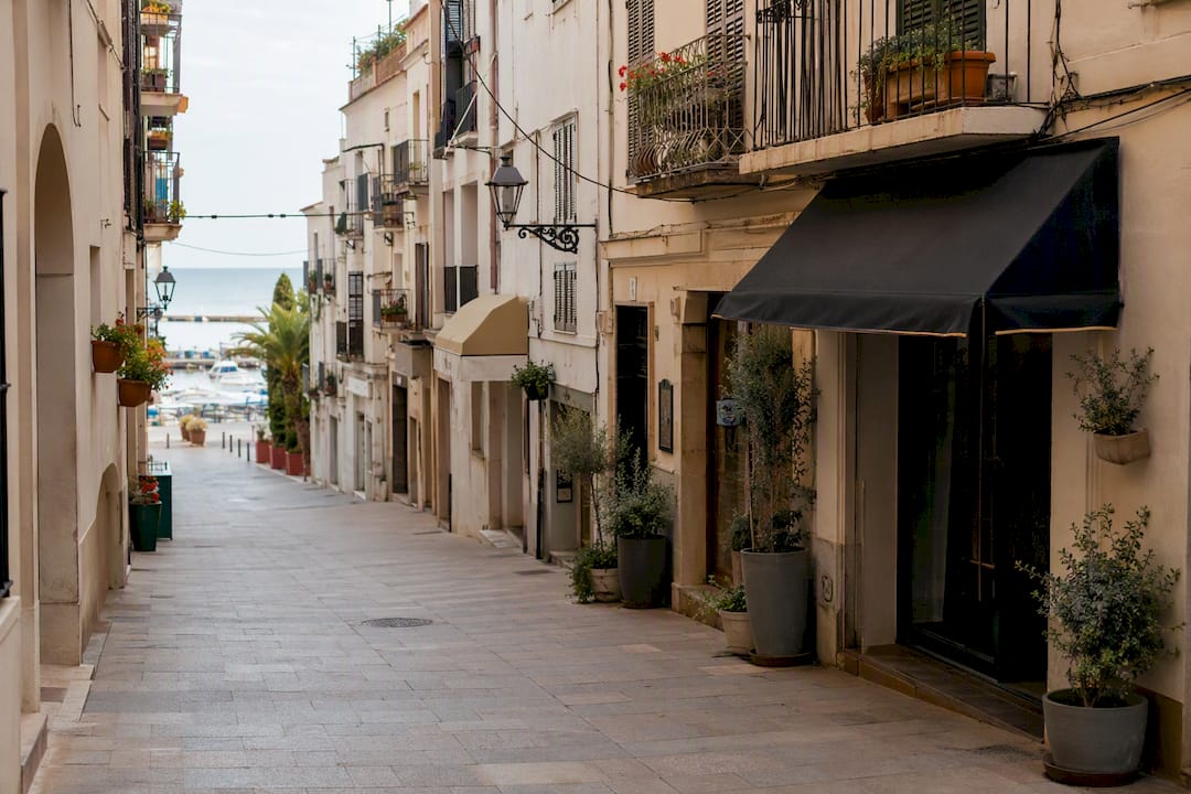 Quiet coastal street off-season