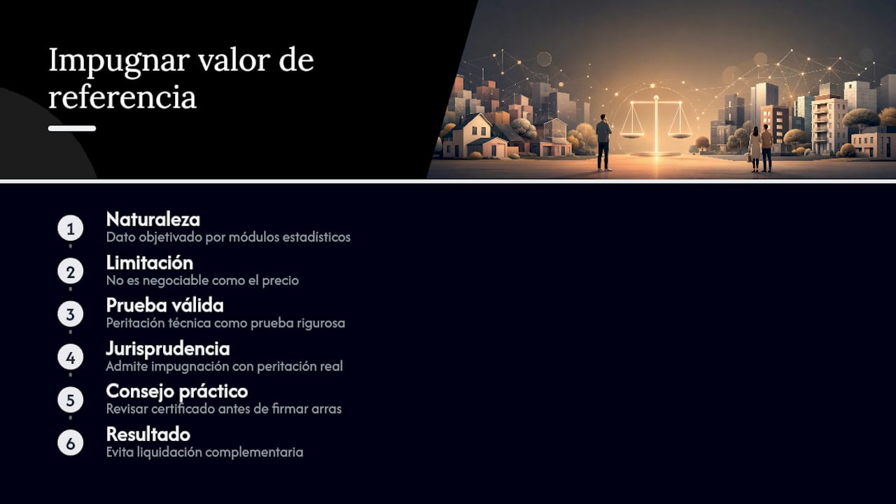 Diagrama comparativo entre valor de tasación, evidencia de mercado y procedimientos legales