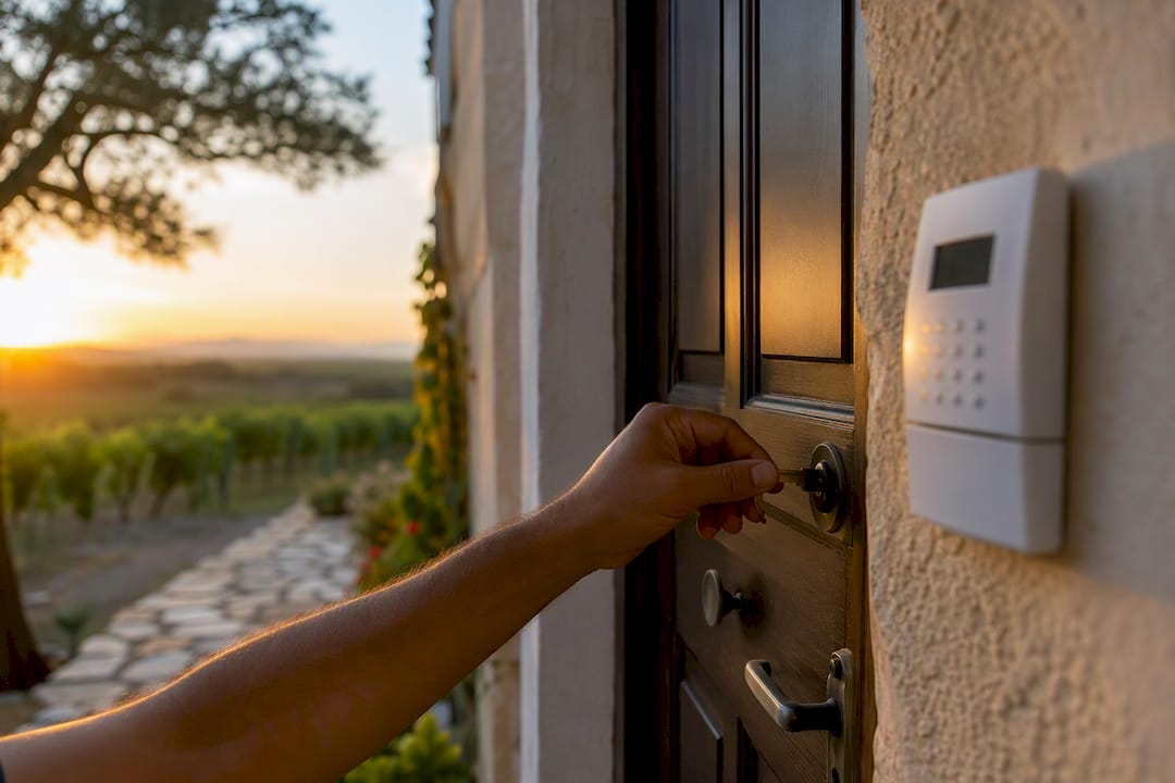 Hand locking door of Mediterranean second home