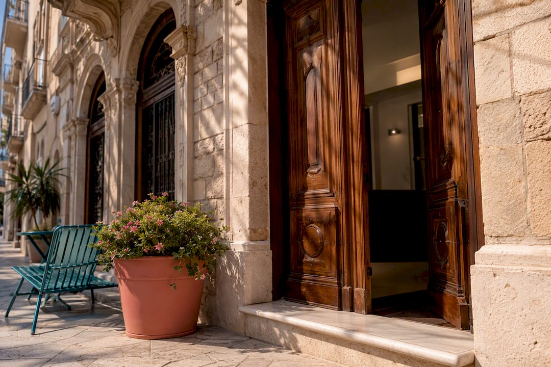 Spanish bank exterior entrance in daylight