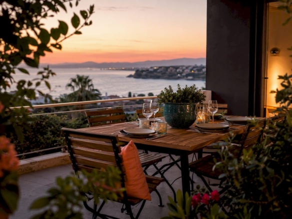 Coastal rental terrace overlooking Mediterranean