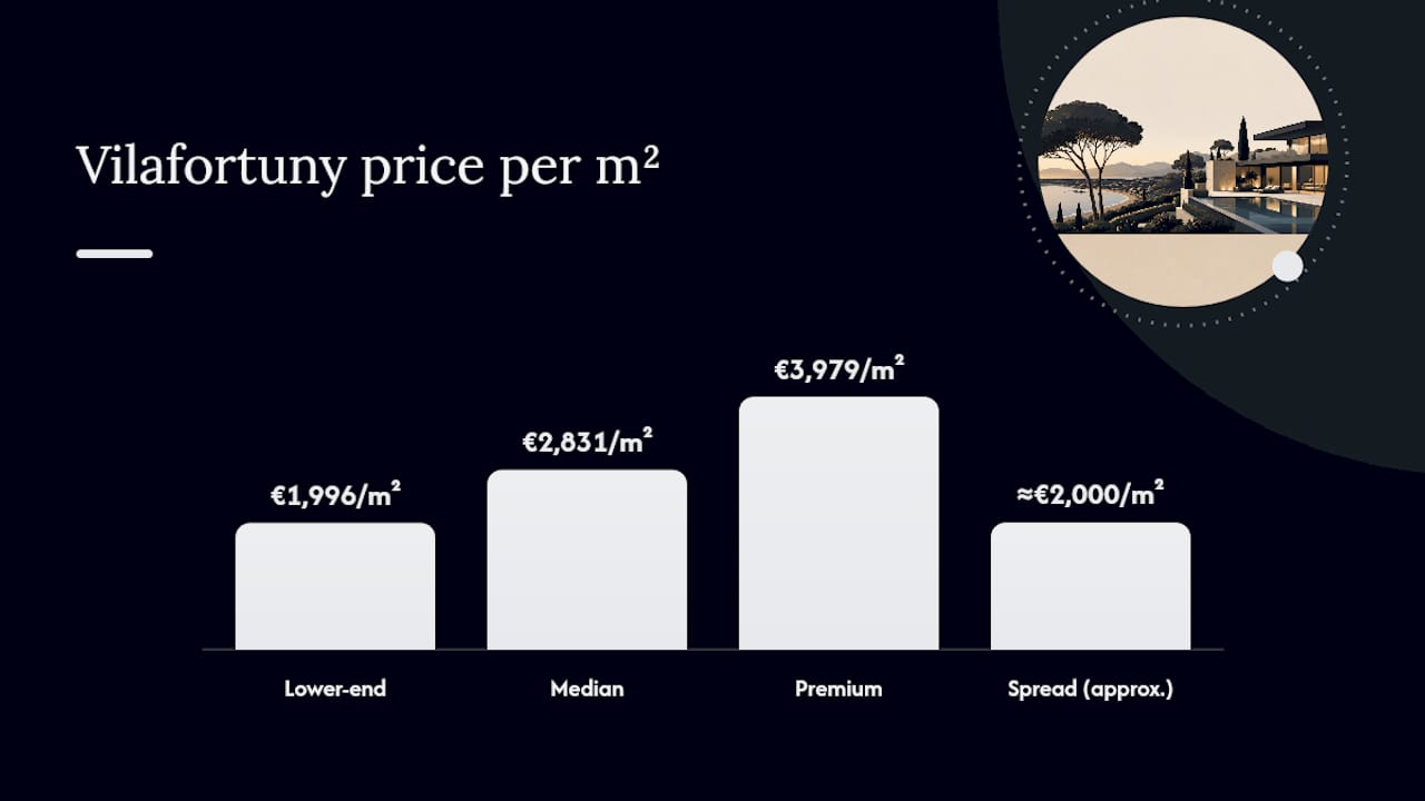 Vilafortuny villa price per square metre range