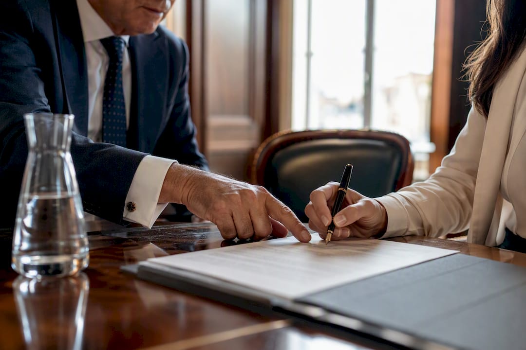 Property deed signing at Spanish notary