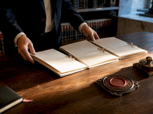 Spanish notary documents and embossed seal