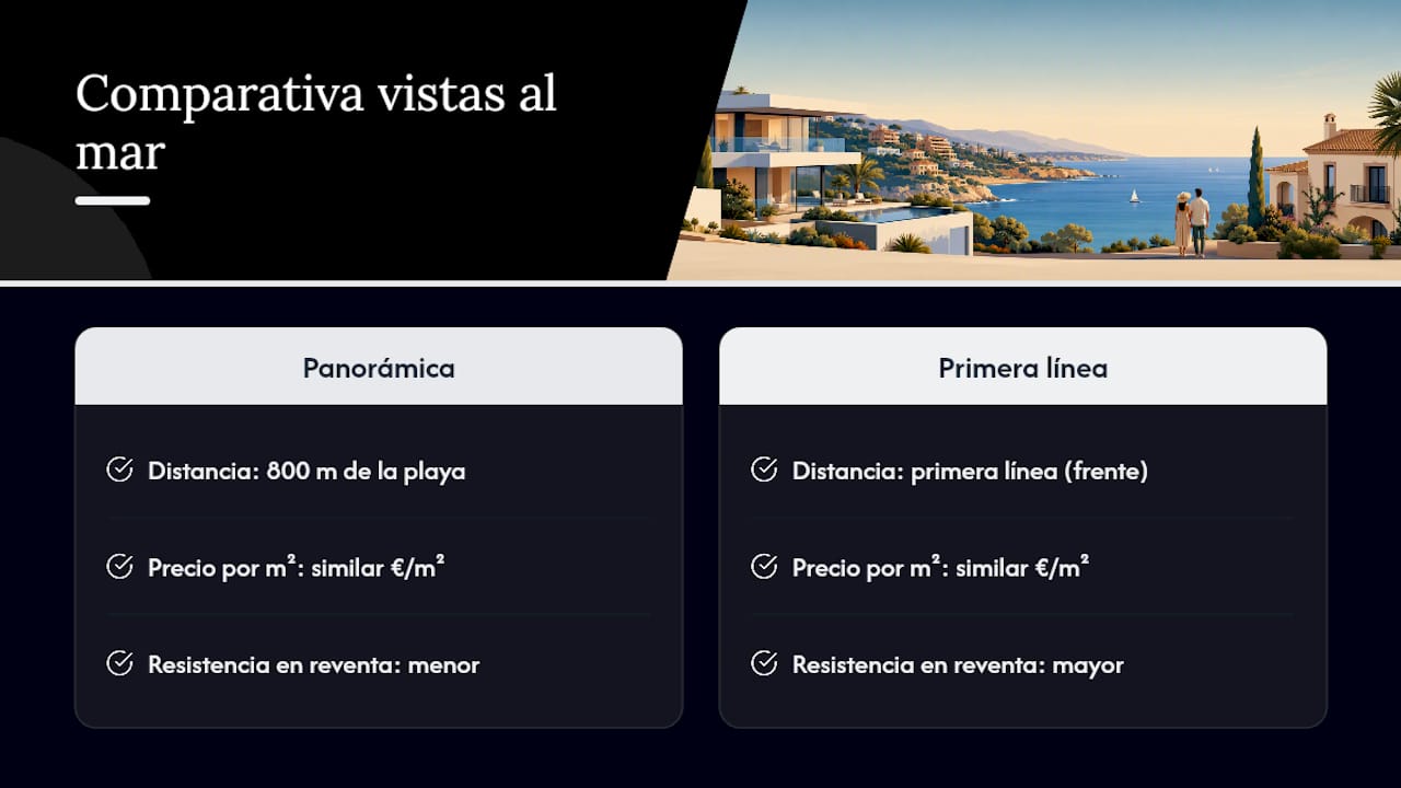 Comparación entre vistas desde la primera línea y desde la colina