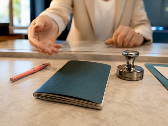 Passport at a Spanish consular counter