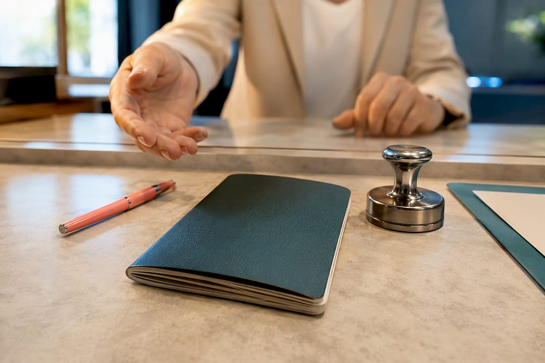 Passport at a Spanish consular counter