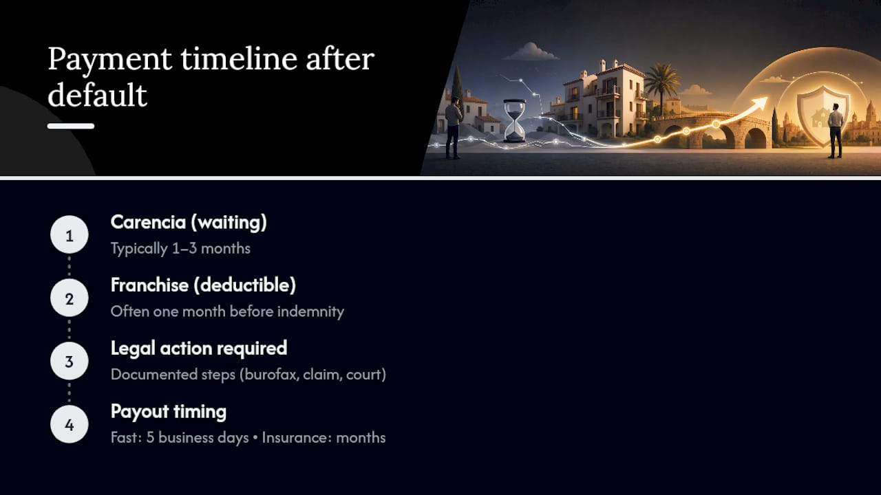 Rental default timeline and payout comparison