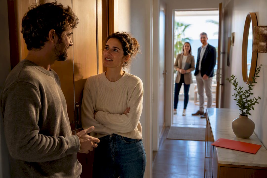 Propietario e inquilino coordinando la venta del apartamento