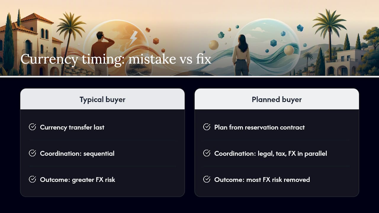 Common mistakes international buyers make with currency timing — overview diagram