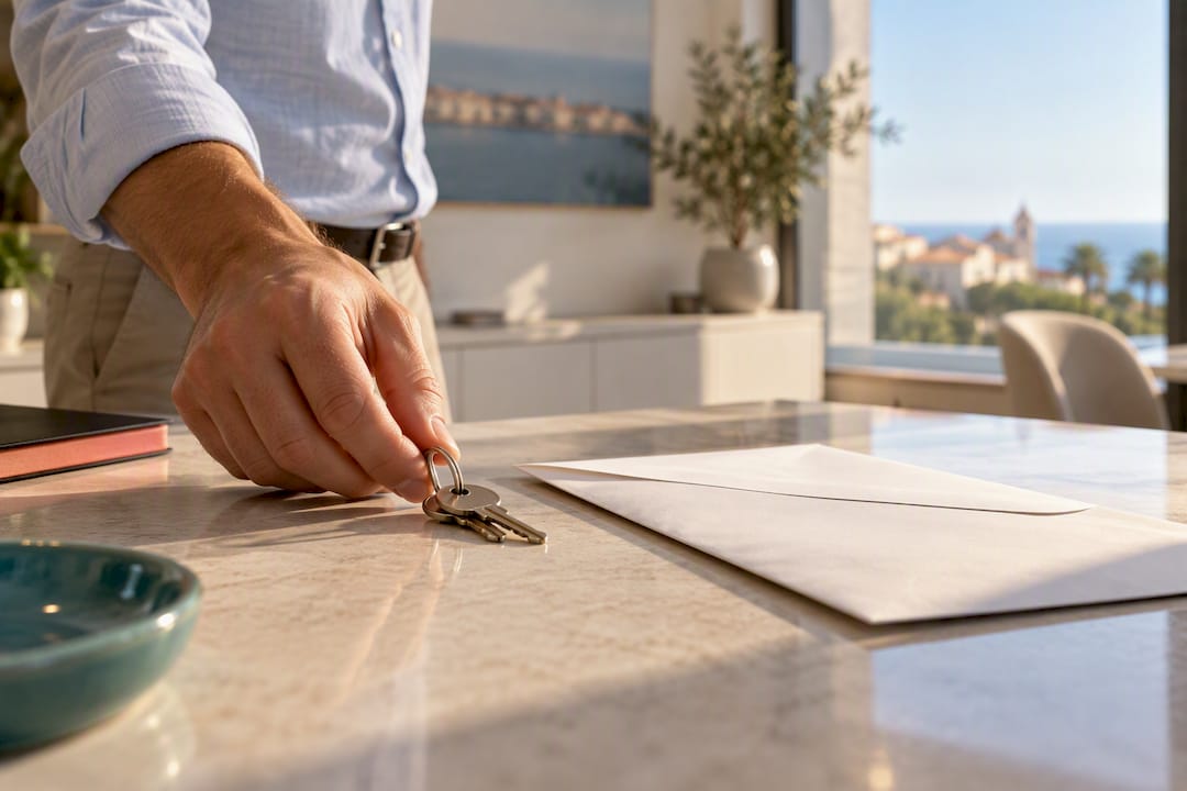 Rental keys beside deposit registration envelope
