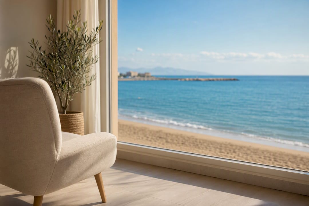 Salón con vista directa al mar