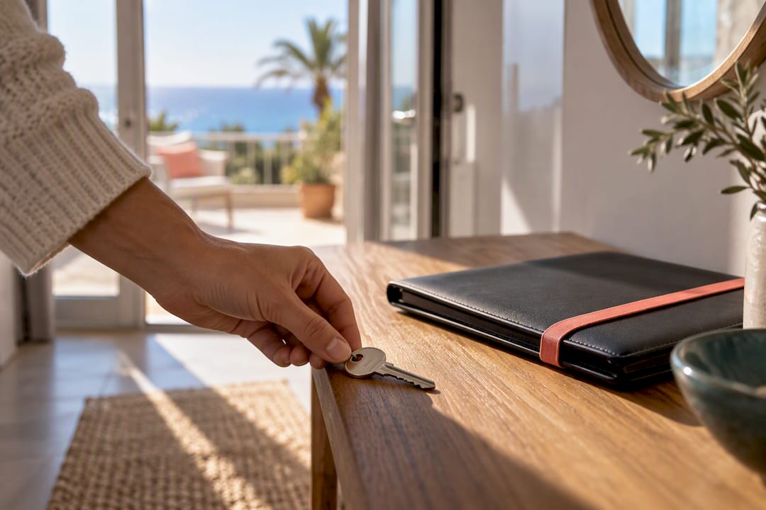 Llave y carpeta con contrato de alquiler