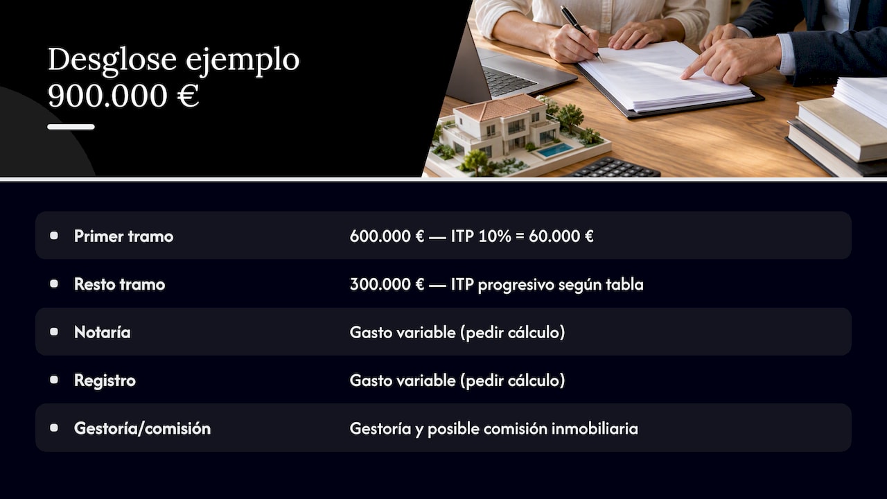 Detalle de los costes para comprar una villa