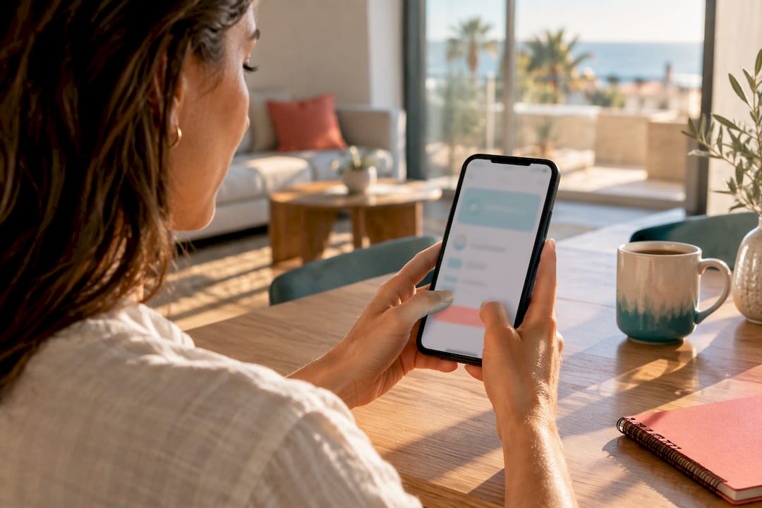 Compradora dando autorización para una transferencia bancaria