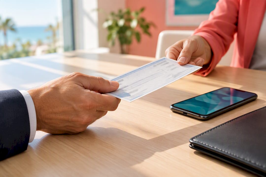 Cheque bancario listo para la notaría