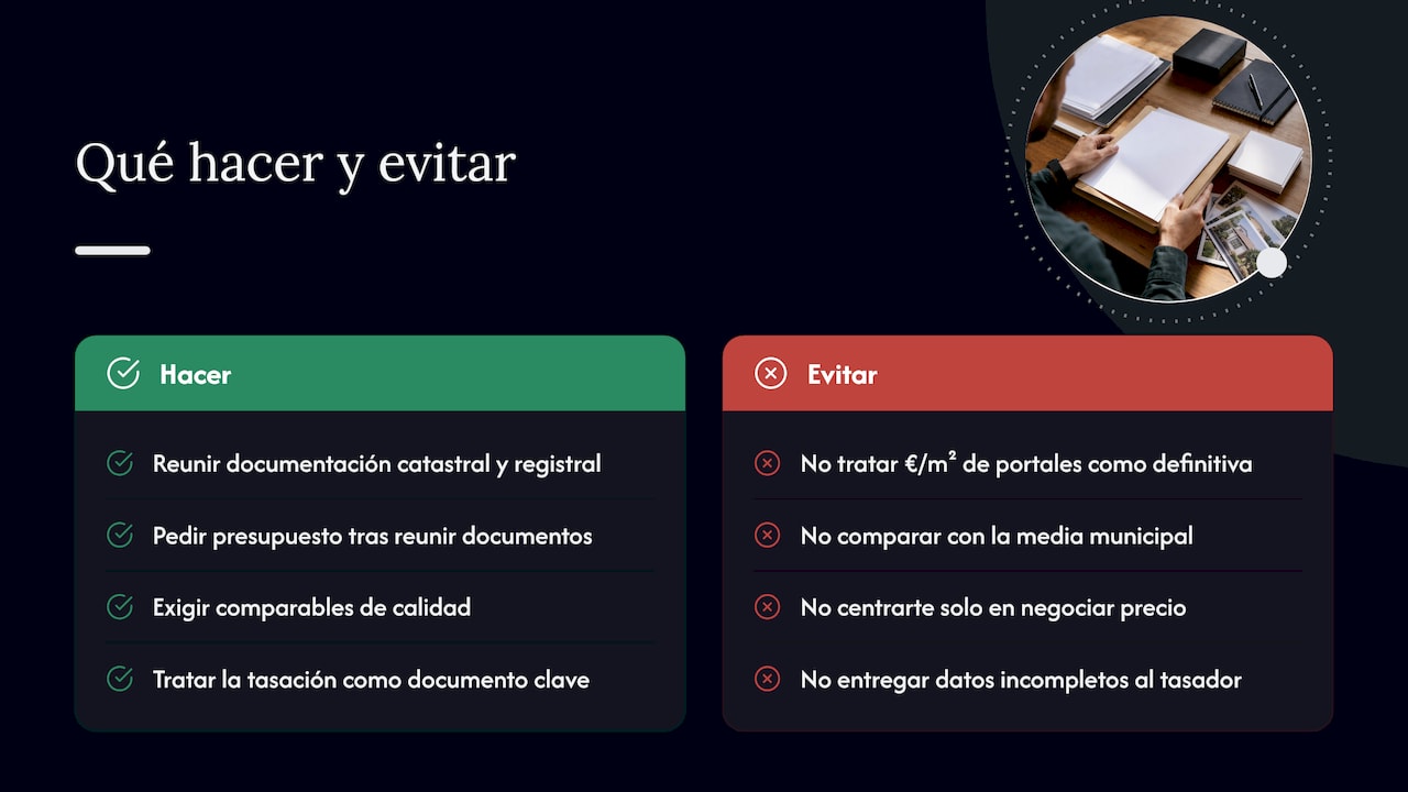 Lo que de verdad importa al pedir una tasación en Cambrils — overview diagram