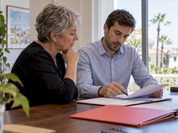 Donante y receptor revisando una donación