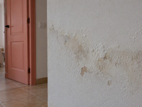 Pared interior de una casa en la costa con humedad