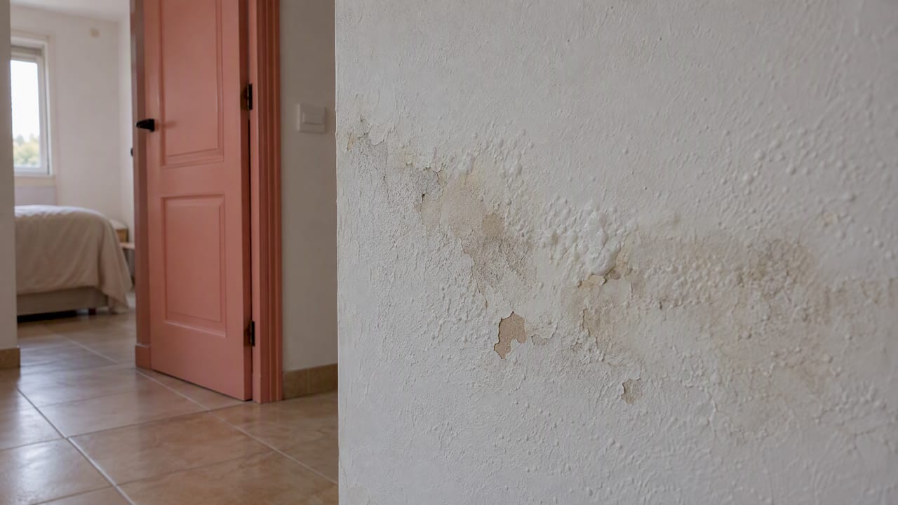 Pared interior de una casa en la costa con humedad